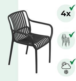 Scaun de grădină LUISE, set 4 buc., antracit I.P.A.E-Progarden