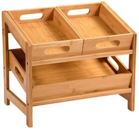 Kesper 58851 Raft de bucătărie cu 3 compartimentebambus, 39,5 x 26 x 35,5 cm