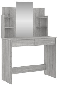 Masa de toaleta cu oglinda, gri sonoma, 96x39x142 cm