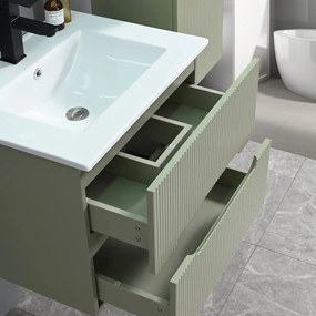 Trent 60 dulap de baie inferior cu chiuvetă ceramică 2 sertare, verde