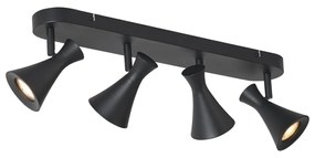 Spot modern de plafon negru cu 4 lumini rotative și înclinabile - Triangle
