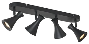 Spot modern de plafon negru cu 4 lumini rotative și înclinabile - Triangle