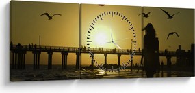 Tablou - Plimbare pe plajă (cu ceas) (90x30 cm)