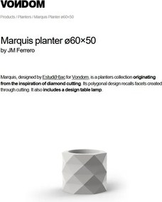 Ghiveci plante, flori design decorativ modern pentru amenajari interioare si exterioare, MARQUIS PLANTER 47081R Vondom