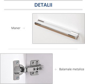 HOMCOM Comodă TV cu Roți Incluse, pentru Living sau Dormitor, 60x35x65 cm, Alb | Aosom Romania