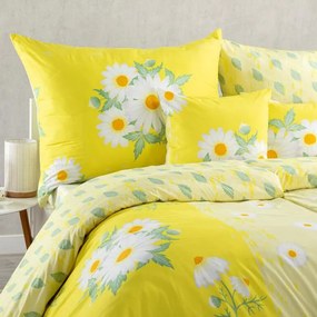 decoDoma Set lenjerii de pat pentru familii DAISY, cu cearceafuri şi feţe pernuţe set 8 piese pentru un pat dublu