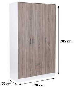 Dulap Miami 120x205 cm stejar York-alb