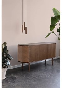 Comodă gri/maro joasă cu aspect de lemn de stejar 150x75 cm Treasures – UMAGE