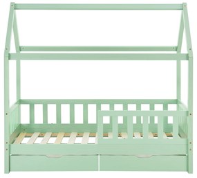 Patut Marli 90 x 200 cm cu 2 sertare si grilaj cu lamele - mentol