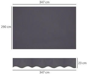 Outsunny Pânză de Schimb pentru Copertină Retractabilă Anti UV 30+, 3.47x2.9 m, Gri | Aosom Romania