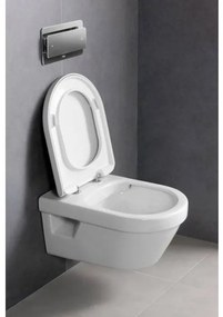 Set vas WC rimless suspendat, Villeroy&amp;Boch Architectura, DirectFlush, cu capac inchidere lenta, 37x53cm, Alb Alpin, 5684HR01