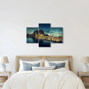 Tablou cu sat de pescari din Norvegia (90x60 cm)
