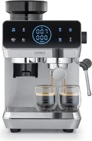 Espressor manual Caso EspressoGourmet&Grind, 1500 W, 20 bar, 1,8 l, Ulka, Spumare lapte, Cold Brew, Comanda tactila, Rasnita, Portafiltru, Otel inoxidabil