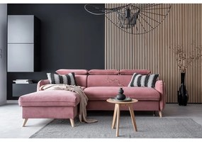 Colțar roz deschis extensibil cu tapițerie din catifea (cu colț pe partea stângă ) Sweet Harmony – Miuform