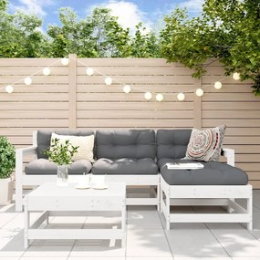 3186187 vidaXL Set mobilier relaxare de grădină 5 piese alb lemn masiv de pin