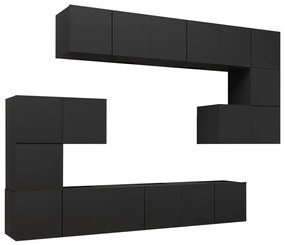3078829 vidaXL Set dulapuri TV, 10 piese, negru, lemn prelucrat