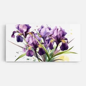 Tablou Canvas, 100x200cm, Dormitor si Living, Flori, Iris, Watercolor Purple Iris