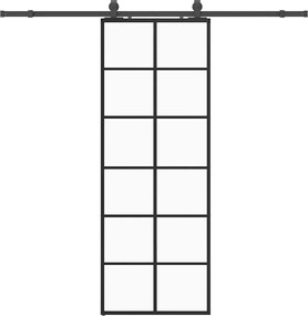 vidaXL Ușă glisantă cu set de feronerie neagră 76x205 cm Sticlă ESG