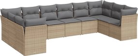 vidaXL Set canapele de grădină cu perne, 10 piese, bej, poliratan
