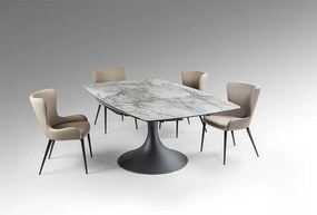 Masa extensibila metal negru/ portelan cu efect de marmura Alina 116-190x190cm