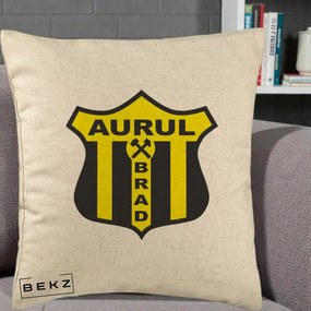 Perna Personalizata Aurul Brad Fotbal, 40x40 cm, Bej, Husa Detasabila, Perna Inclusa, BEKZ®