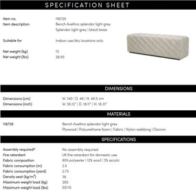 Bancheta design LUX Avellino, Splendor light grey