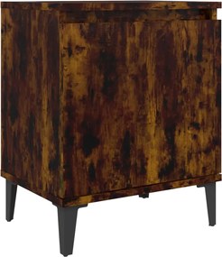 vidaXL Noptieră cu picioare din metal, stejar afumat, 40x30x50 cm