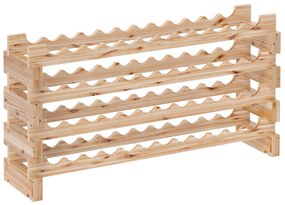 HOMCOM Raft pentru Sticle de Vin, Etajeră pentru Sticle cu 4 Rafturi pentru 48 Sticle, 114x28x56,5 cm, Lemn Natural | Aosom Romania