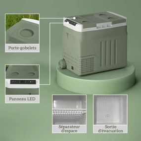 Outsunny Ladă frigorifică electrică portabilă 40 L frigider portabil pentru mașină moduri ECO/MAX mâner telescopic 61x39x49,5cm gri | Aosom Romania