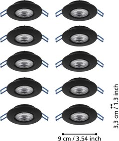 Eglo 300192 - Set 10 x spoturi LED încastrate GEDREZ LED/4,9W/230V Ø 9 cm, negru