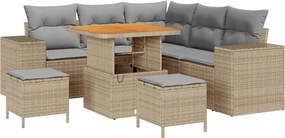 vidaXL Set de canapele pentru grădină cu pernă 8 pcs Bej poliratan