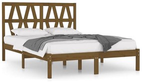 Cadru pat 5FT King Size, maro miere, 150x200 cm, lemn masiv pin maro miere, 150 x 200 cm