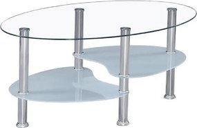 Masuta de cafea WAVE NEW, transparent/alb/crom, sticla/otel, 90x41x55