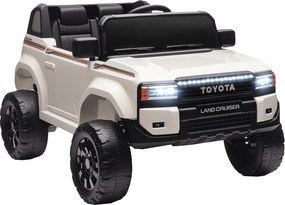 AIYAPLAY Mașină Electrică pentru Copii TOYOTA Land Cruiser 12V cu Telecomandă, Vârsta 3-6 Ani, Alb | Aosom Romania