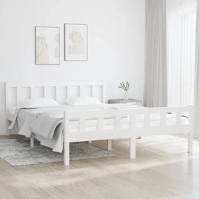 810680 vidaXL Cadru de pat, alb, 140x200 cm, lemn masiv