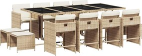 vidaXL Set mobilier de grădină cu perne, 13 piese, bej, poliratan