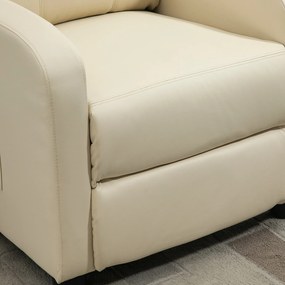 HOMCOM Fotoliu Masaj Rabatabil cu Funcție de Masaj, cu Suport pentru Picioare, Ideal pentru Relaxare, 68x88x98 cm, Crem | Aosom Romania