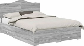 vidaXL Cadru de pat cu headboard Gri Sonoma 140 x 200 cm Lemn compozit