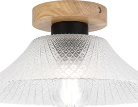 Plafonieră JULL WOOD 1xE27/15W/230V, stejar/transparent, Ø 34 cm