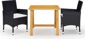vidaXL Set mobilier de grădină cu perne, 3 piese, negru