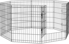 PawHut Padoc Portabil pentru Câini, Pisici și Căței, Structură din Sârmă Metalică, 8 Module, 76x61 cm, Negru | Aosom Romania