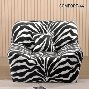 Set huse elastice pentru canapea 3 locuri si 2 fotolii, cu brate, spandex, negru / alb, HES-73