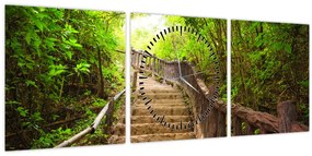 Tablou - Scări în natură (cu ceas) (90x30 cm)