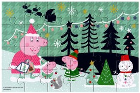 Puzzle pentru copii 4 in 1 PEPPA PIG si Spritul Craciunului, 19x29 cm