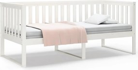 vidaXL Pat de zi fără saltea alb 100x200 cm lemn masiv de pin