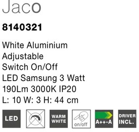 Aplica LED cu spot directionabil design minimalist Jaco alba NVL-8140321