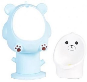 Olita copii tip Pisoar NOVOKIDSª Fuzzy Bear, Cu morisca, Vas detasabil, Atasabila la peretele baii, Model Ursulet , Albastru