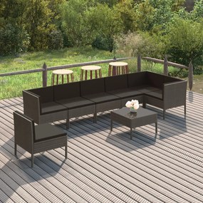 3094390 vidaXL Set mobilier de grădină cu perne, 8 piese, gri, poliratan