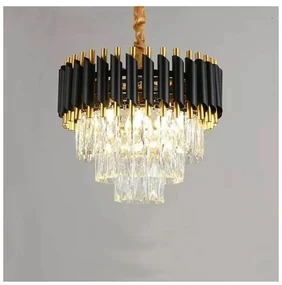 Candelabru Cristal Elit's Esn300, Dulie 3XE14 Negru cu Auriu