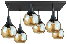 Lustră aplicată SOMA 6xE27/60W/230V negru/bej fumuriu